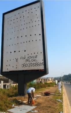 Back view of the billboard structure at Kubwa Arab Junction, Abuja